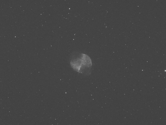 M27 the dumbbell nebula - a 1 minute exposure though a Hydrogen Alpha filter.